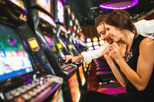 Happiness couple winning at Casino